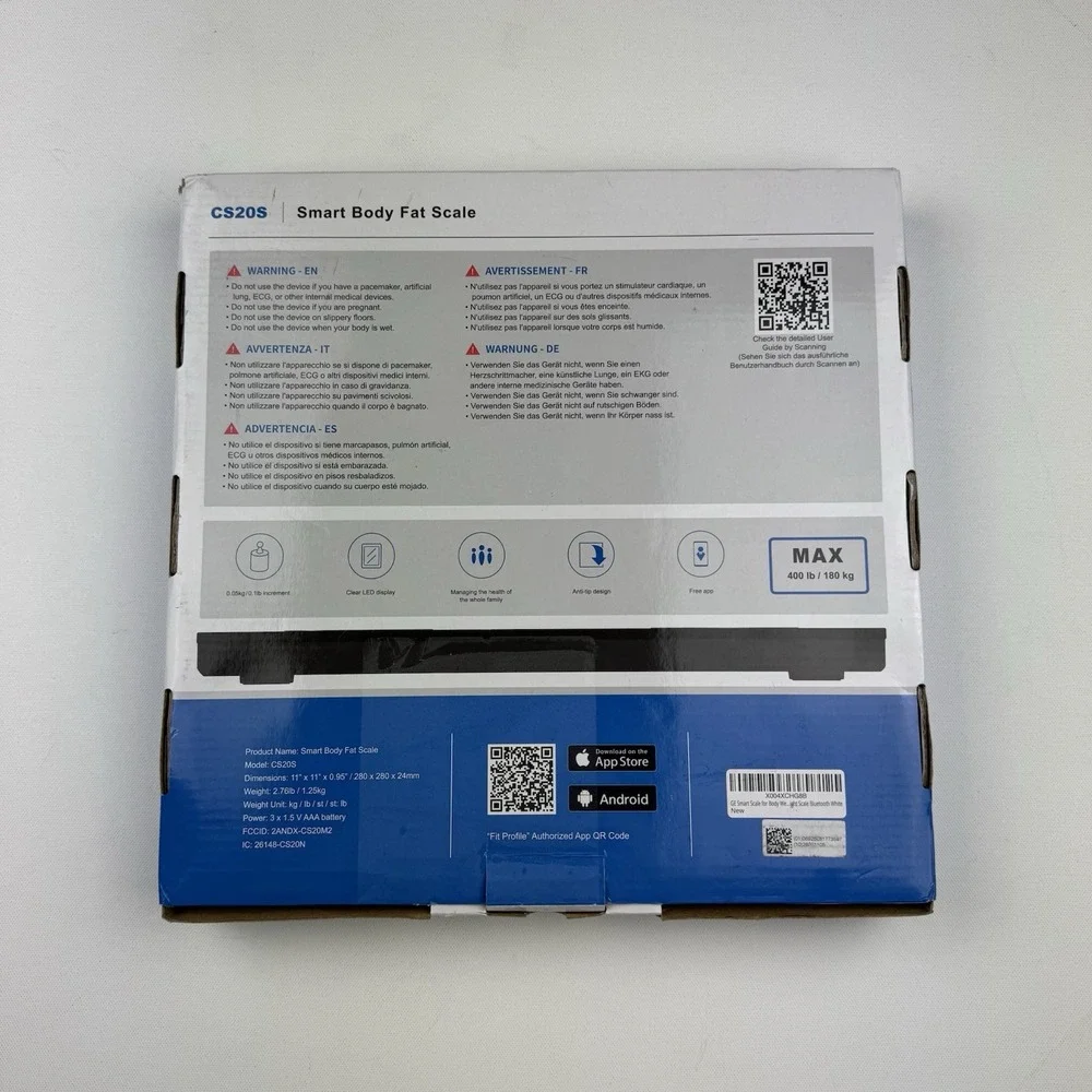 GE Smart Body Fat Scale CS20S White Bluetooth Digital BMI 400lb Capacity NEW